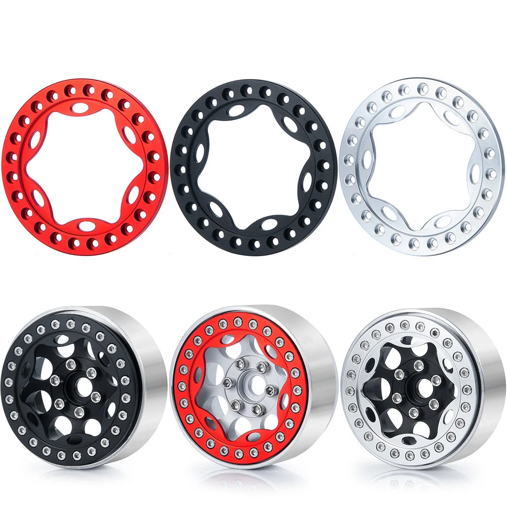 YEAHRUN 4PCS Aluminum Alloy 1.9" Wheel Outer Beadlock Ring for 1/10 RC Crawler Axial SCX10 90046 TRX4 1.9 Wheel Rims