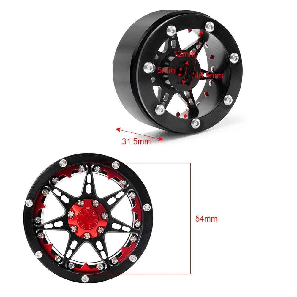 MIBIDAO 2.2" Rubber Tires & Beadlock Wheel Hub Rim For 1/10 Axial SCX10 90046 TRX4 D90 Wraith 90048 RC Crawler Car