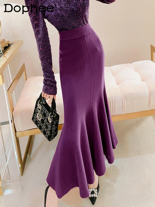 High Waist Knit Skirts  Slimming Tight Elastic Fishtail