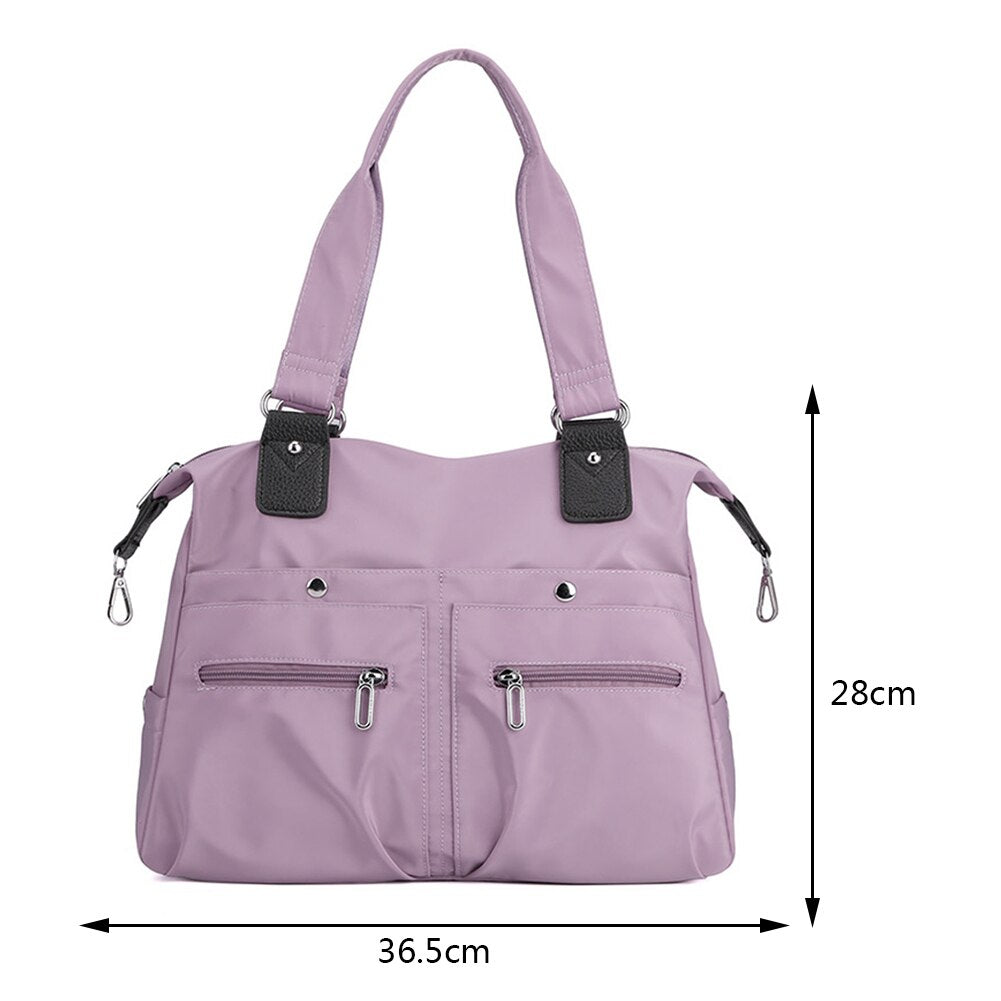 Casual Nylon Large Capacity Tote Bags Women Handbags Solid Color Shoulder Bags for Mom Multi-pockets Ladies Shopper Bags Purse