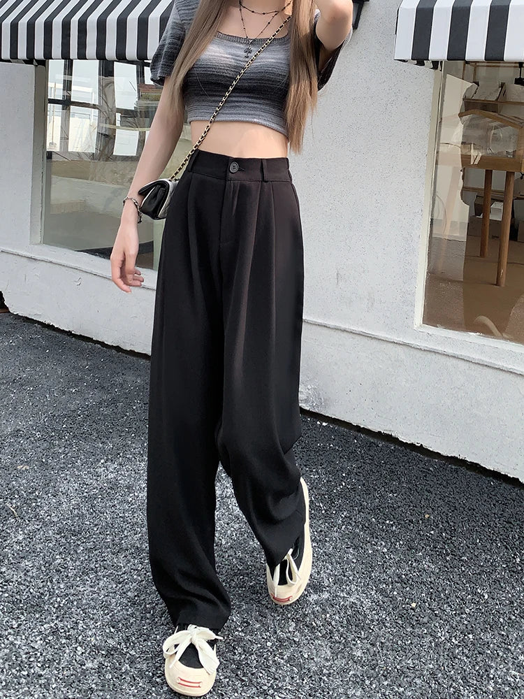 Suit Pants Elastic Waist Slimming Casual