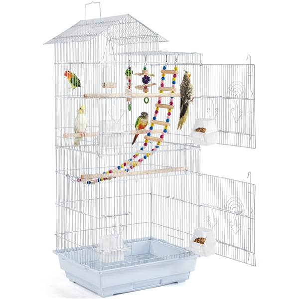 39" Metal Bird Cage with Perches and Toys,Durable, Sturdy,Heavy-Duty,Safe, TD2cqm0001