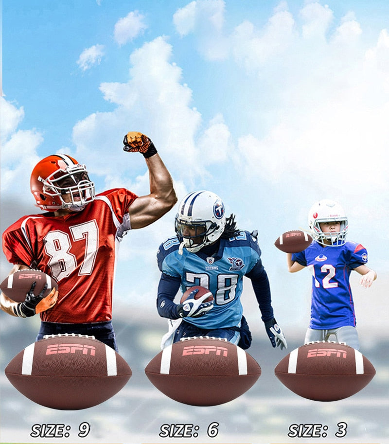 American football  soccer rugby association football footy ball Standard size 9 Sports football for men women children