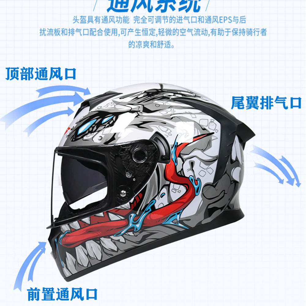 Motorcycle Helmet Carbon Fiber Wear-Resistant Biker Helmet Breathable Motocross Kask Anti-Fall Head Protection Full Face Helmets