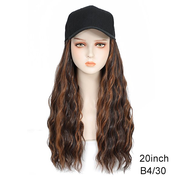 TOMO Baseball Cap with Hair Extensions for Women Adjustable Hat with Synthetic Wig Attached 16inch Natural Wavy Hair