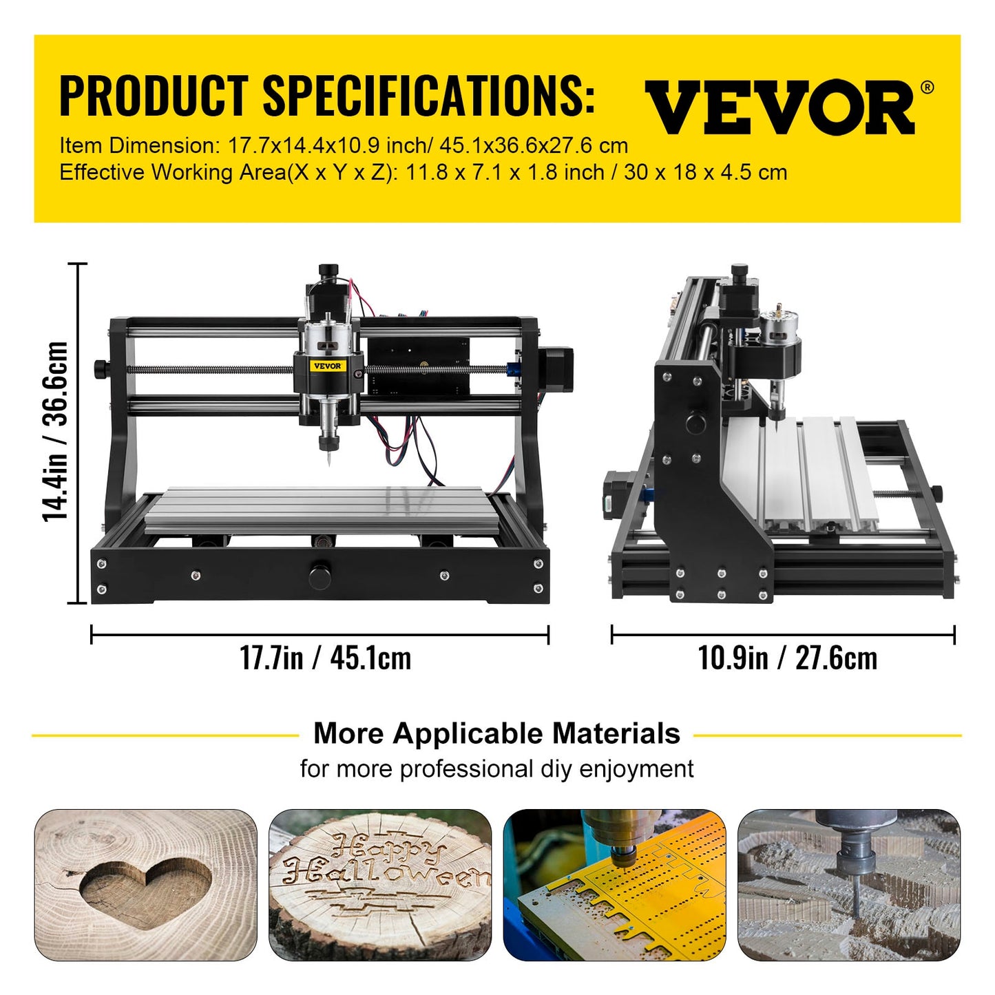 VEVOR CNC 3018 Pro Mini Laser Engraving Machine 3 Axis w/ Offline Controller GRBL Control DIY Wood PCB Milling Cutting Engraver