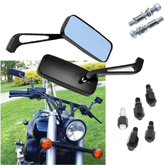 Black Motorcycle  Bobber Rectangle Custom side Mirrors Wing For Harley Davidson Sportster 883 1200 XL1200N XL1200C  V-Rod FO