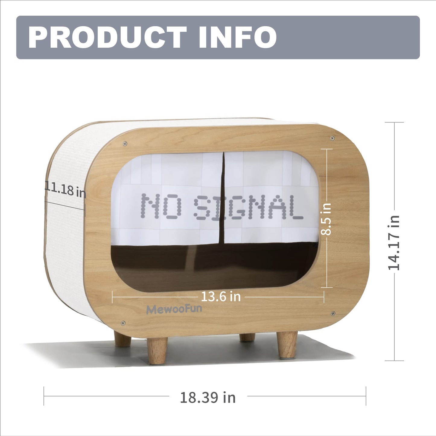 MewooFun Cat House Bed Cat Condo TV for Indoor Sturdy Luxury Large Wooden Fashion Cat Shelter Furniture with Scratching Pad