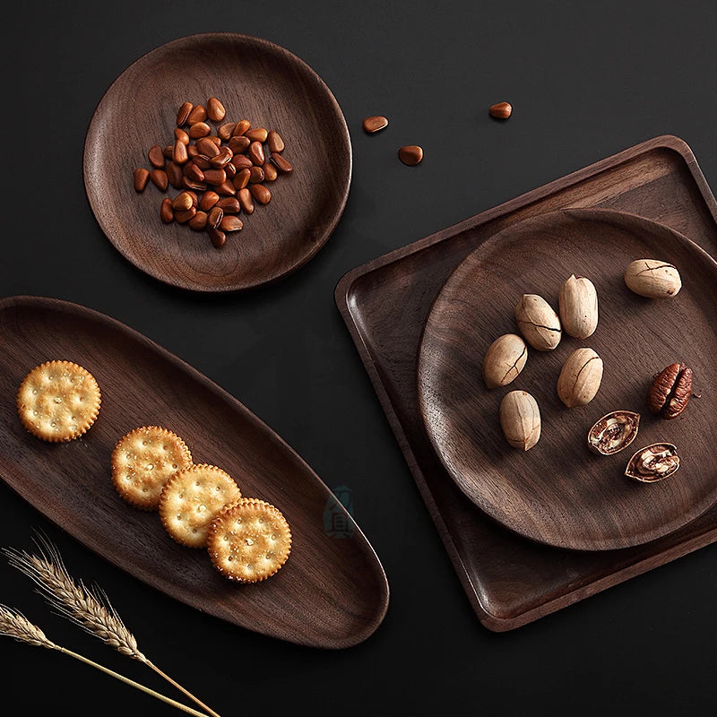 Black walnut Sushi Snack Side plates trays