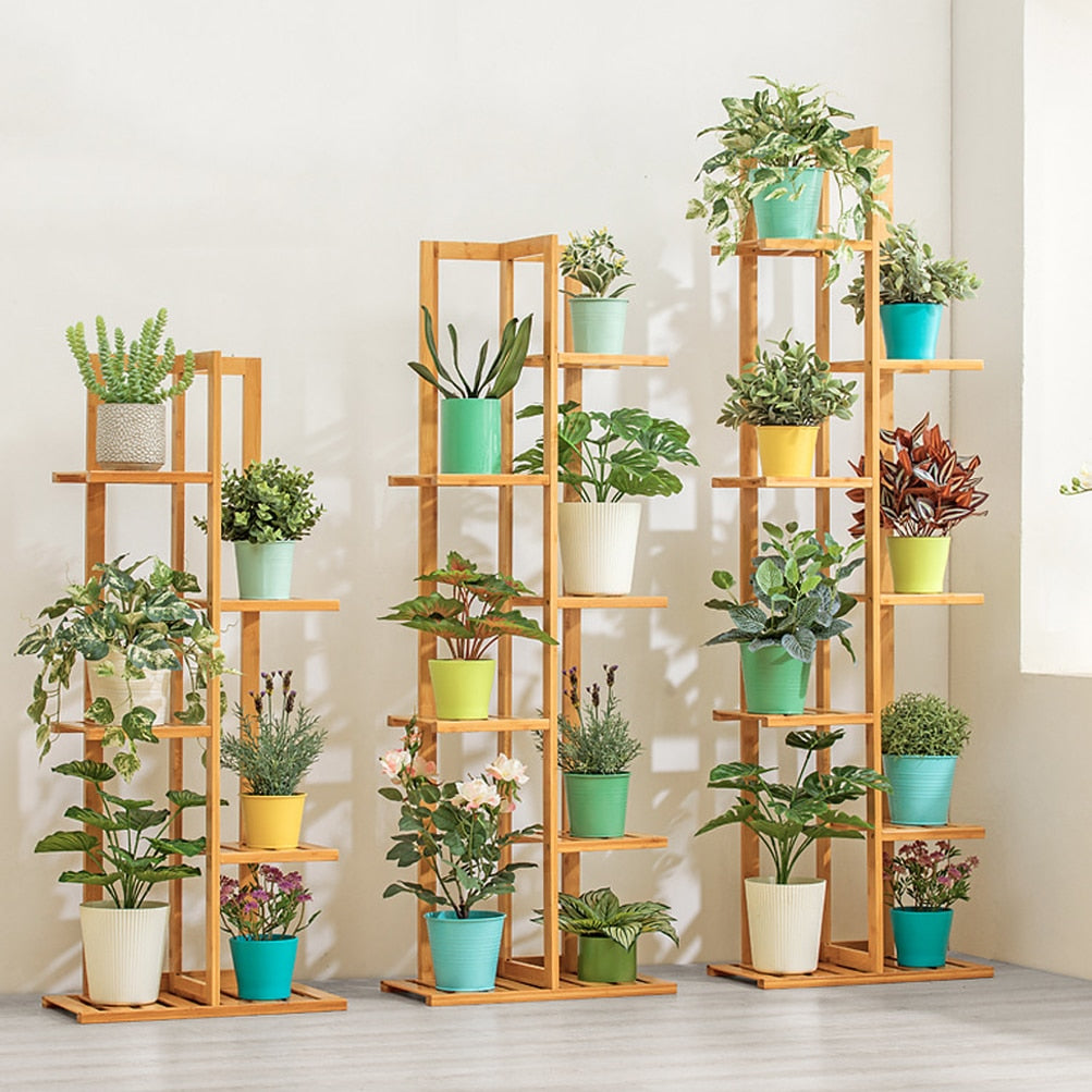 Bamboo 5 / 6  Tier  Plant Stand Rack Multiple Flower Pot Holder Shelf Indoor Outdoor Planter Display Shelving Unit for Patio - DJVWellnessandPets