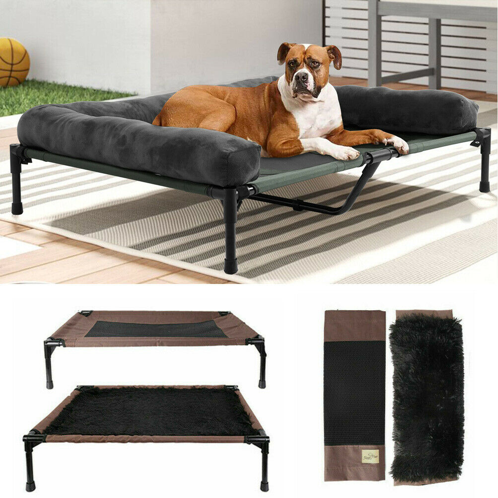 Extra Large Cooling Elevated Dog Bed with Bolster Raised Pet Cot Lounger Indoor Outdoor Waterproof - DJVWellnessandPets