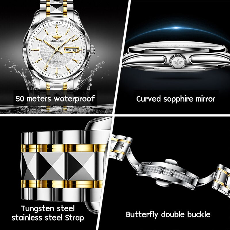 OUPINKE Automatic Luxury Brand Casual Business Sapphire Crystal Mirror Waterproof Mechanical WristWatch