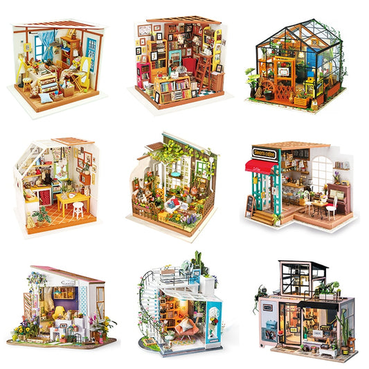 Robotime DIY Wooden Miniature 1:24 Handmade Doll House Model Building Kits Toys For Adult