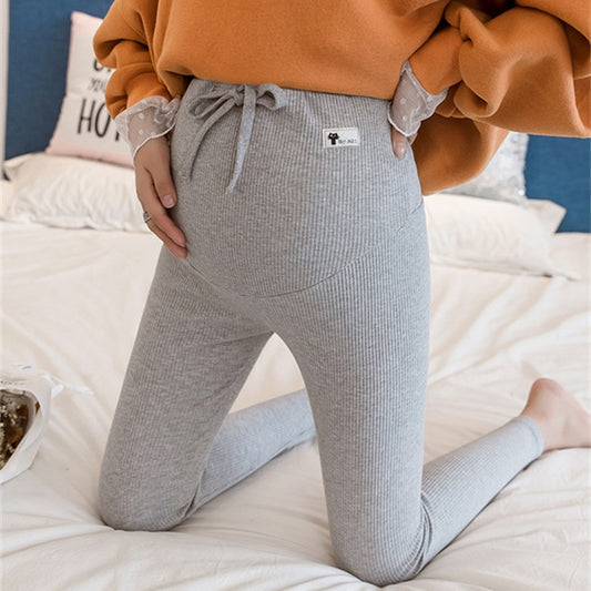 Pregnant women's leggings new slim-fit feet pants pregnant women's belly lift pants striped leggings nine-point maternity pants