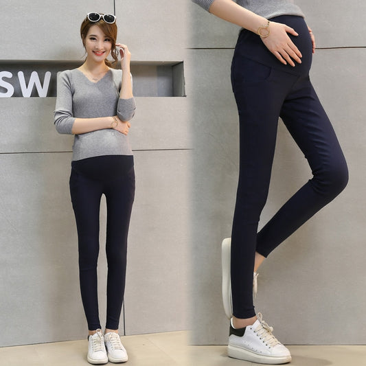 Slim Pencil Spring Chic Cotton Maternity Pants Stretch Elastic Waist Belly Clothes for Pregnant Women Casual Pregnancy Trousers