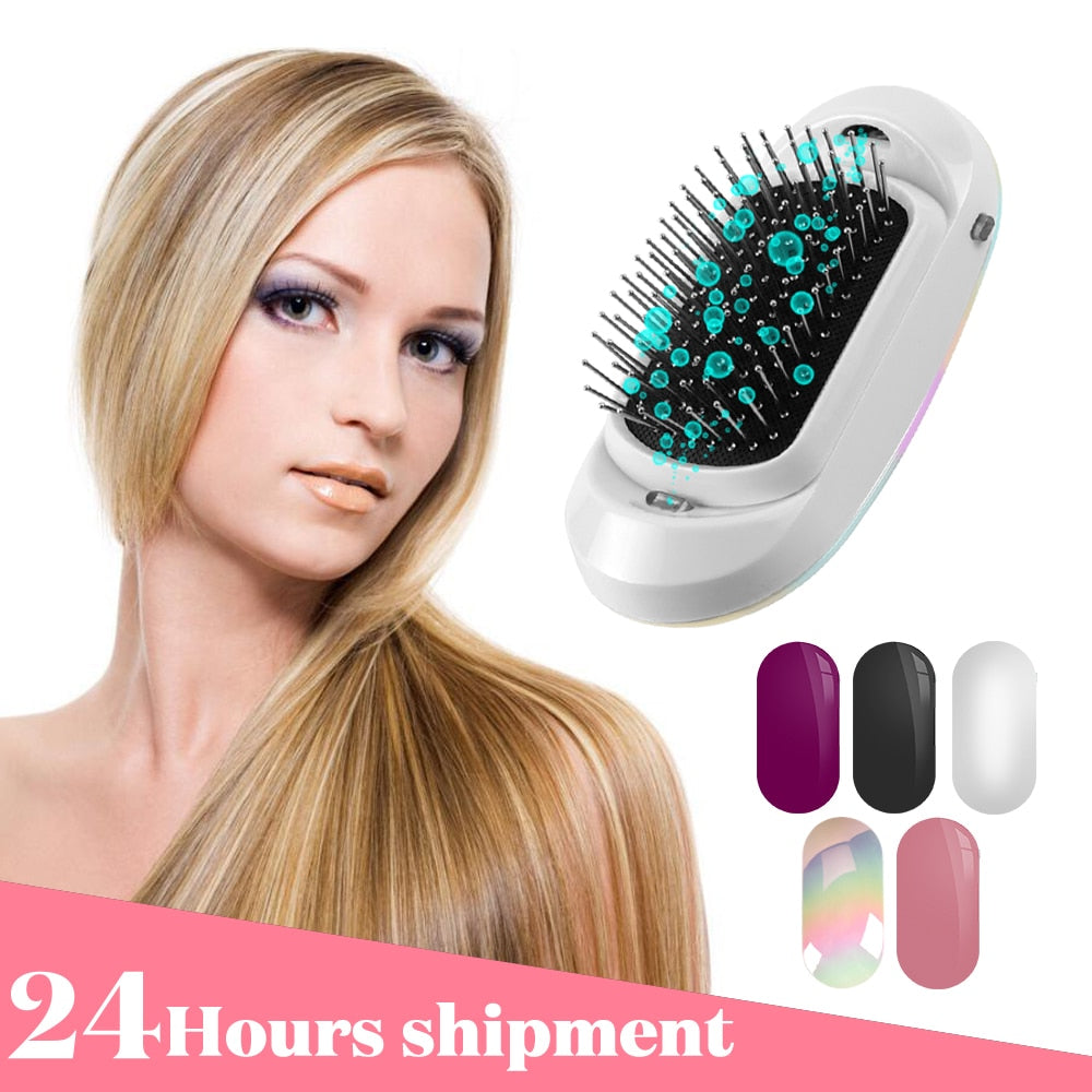 New Version Ionic Hairbrush Portable Negative Ions Product Electric Massage Hairbrush Anti-static Hair Brush