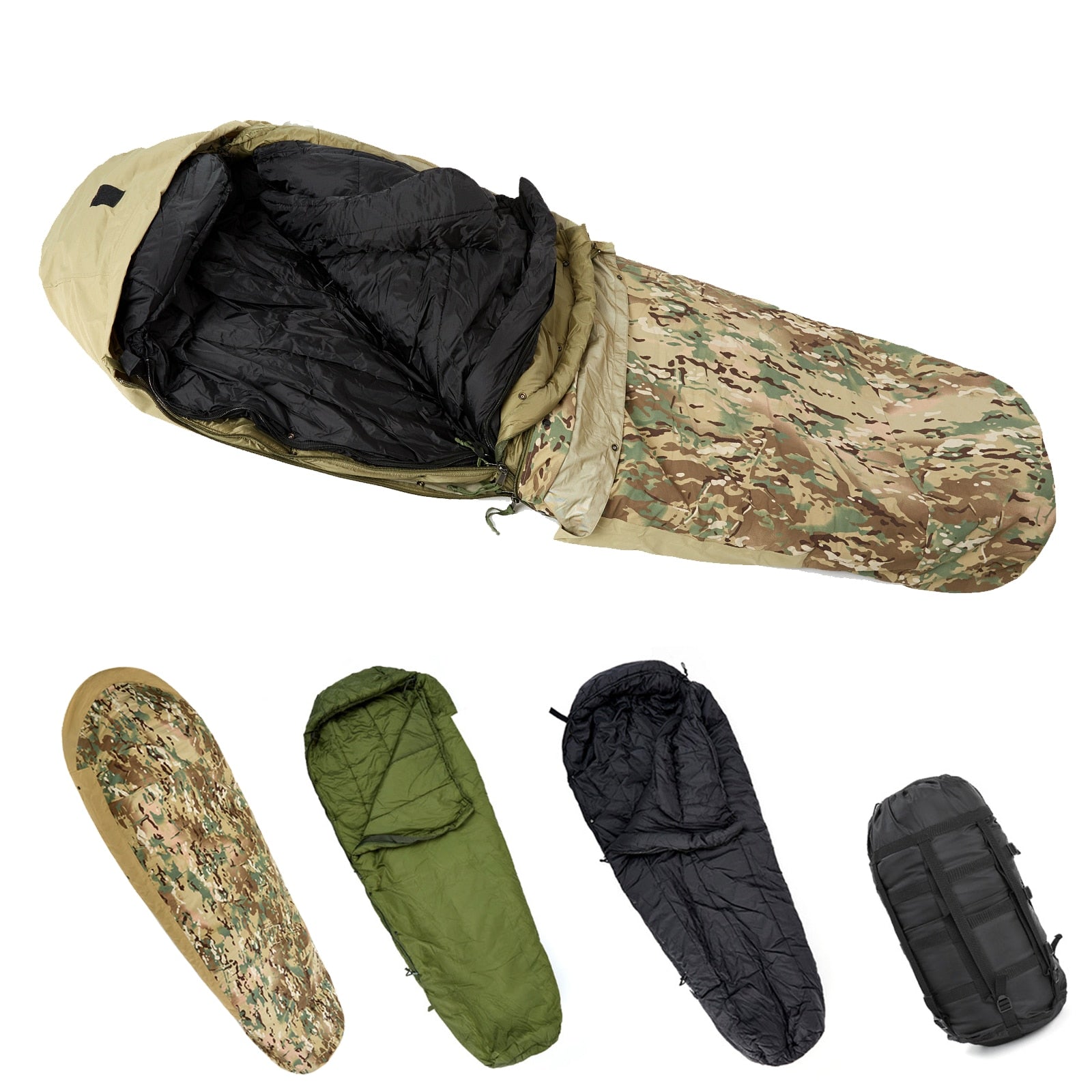 Akmax Army Military Modular Sleeping Bas System, Multi-Layered Cover for All Seasons, Woodland/Multicam - DJVWellnessandPets