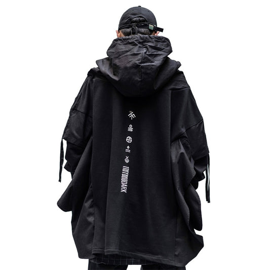 Black Japanese Streetwear Trench Coats Techwear Hoodie - DJVWellnessandPets