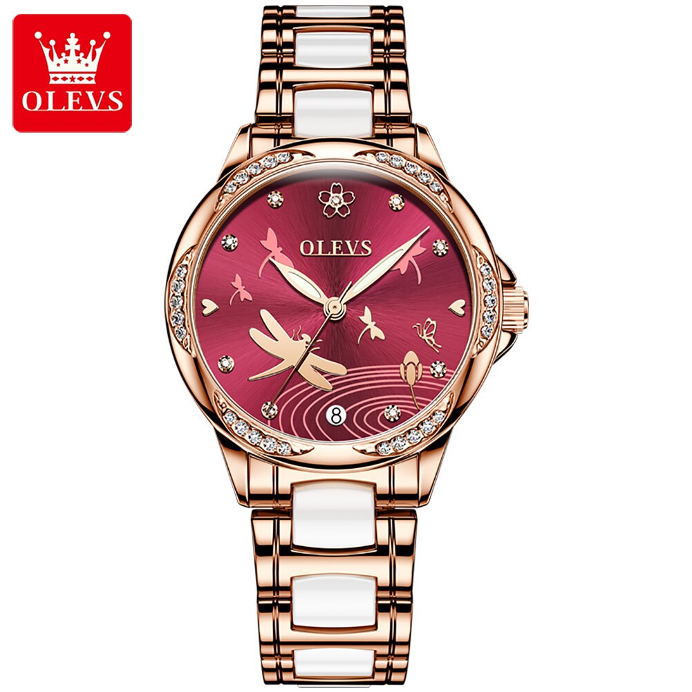 OLEVS Mechanical Elegant Ceramics Band Gift Fashion Watch