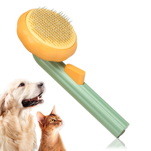 Pumpkin Dog brush Self Cleaning Pet Hair Remover Brush Cat comb Massages Particle Improves Circulation Dog comb Stainless Steel 