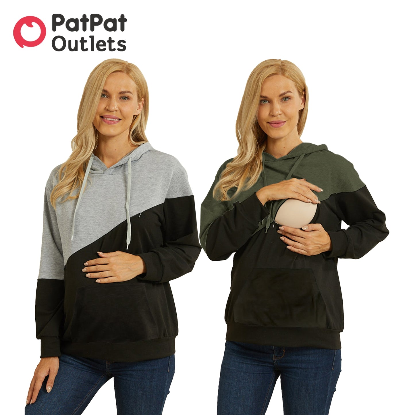 PatPat Supplies for Pregnant Women Pregnancy Maternity Clothes Nursing Warm Long-sleeve Drawstring Sweatshirt