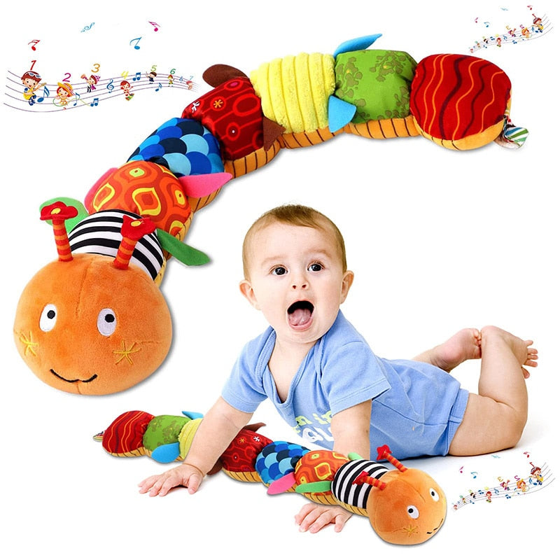 Baby Rattle Musical Caterpillar Worm Soft Infant Plush Toys  Educational Interactive Sensory Toy for Babies Newborn Toddler Gift