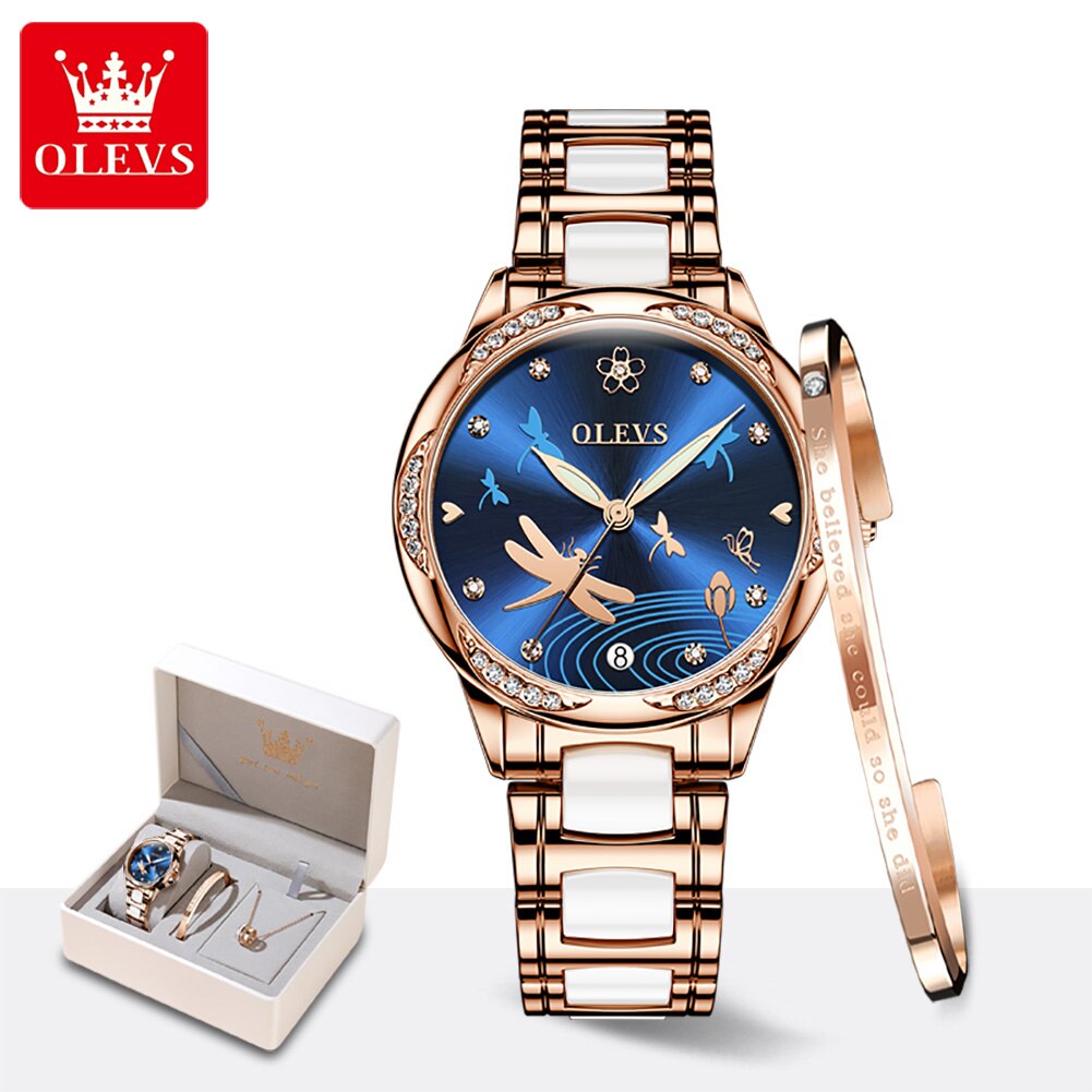 OLEVS Mechanical Elegant Ceramics Band Gift Fashion Watch