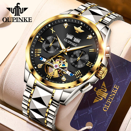 OUPINKE Automatic Mechanical WatcReloj Hombreh Men 40MM Luxury Tourbillon Design Watch Top Brand Sapphire Wrist Watches