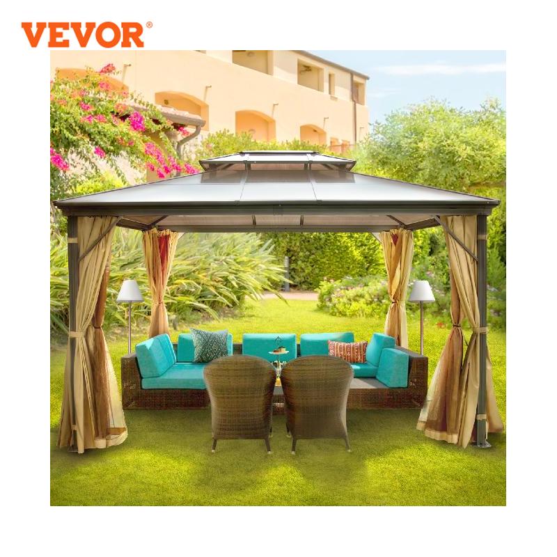 VEVOR Camping Tent Gazebo Canopy 10x10/10x12Ft Hardtop Outdoor Party Net Patio Shade Awning Shelter Picnic Backyard Lawn Wedding