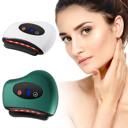 Electric GuaSha Massager Hot Stone Heating Vibration Scraping Fat Burning Neck Massage Face Skin Lifting Removal Wrinkle Tools