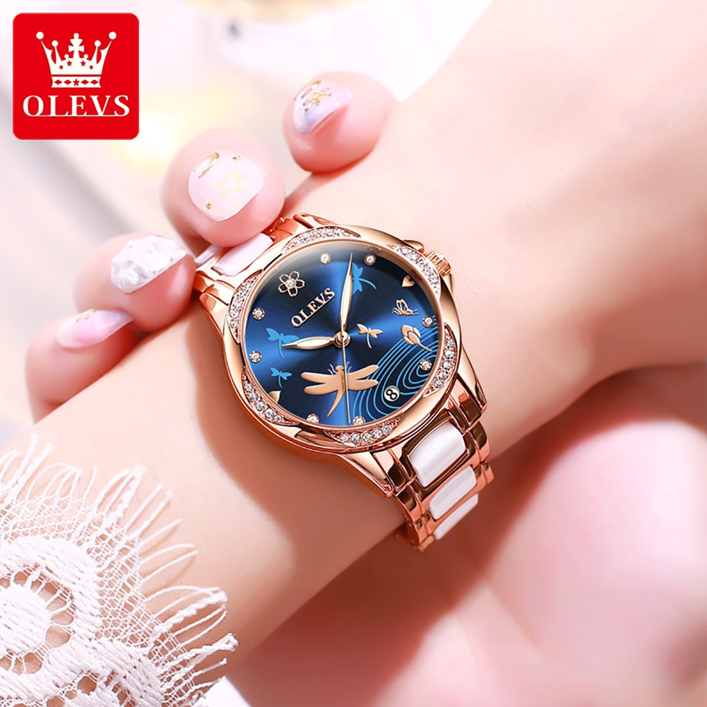 OLEVS Mechanical Elegant Ceramics Band Gift Fashion Watch