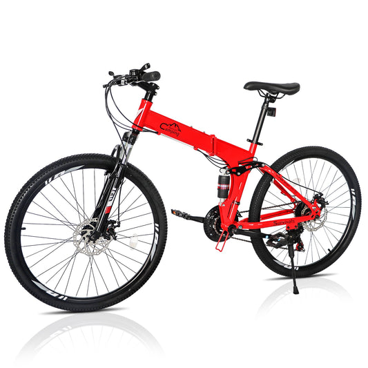 21 Speeds 26&#39;&#39; Foldable Bicycle Mountain Bike High Carbon Steel Road Bike Double Disc Brake Land Rover Cycling 100kg For Shimano - DJVWellnessandPets