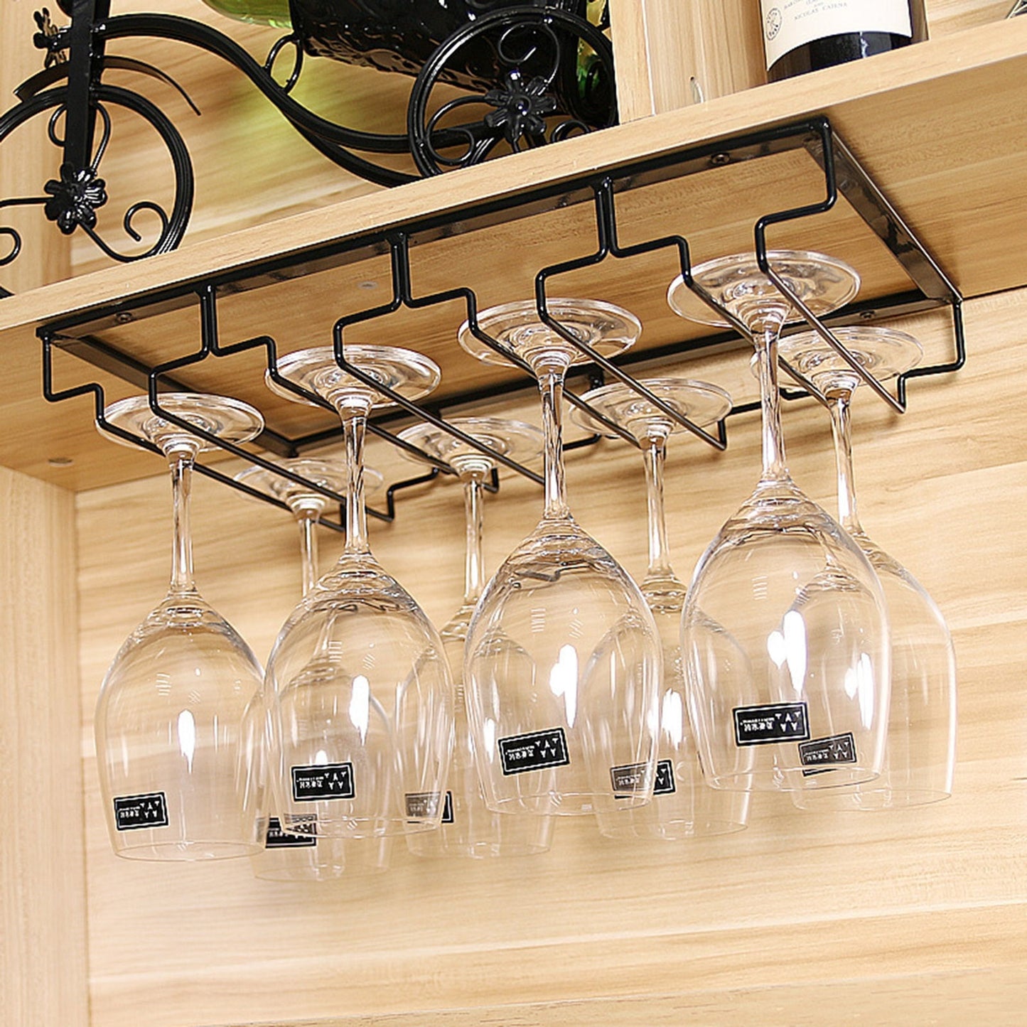 Wine Glass Rack Hanging Wine Cup Holder With 3 Slots Storage Racks Shelf Hanger Iron Kitchen Organizer Paper Roll Holder