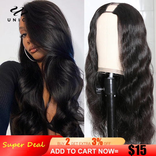 Unice Hair U PART WIG HUMAN HAIR QUICK &amp; EASY AFFORDABLE WIGS FOR WOMEN Real Scalp Glueless Human Hair Wigs No Sewing