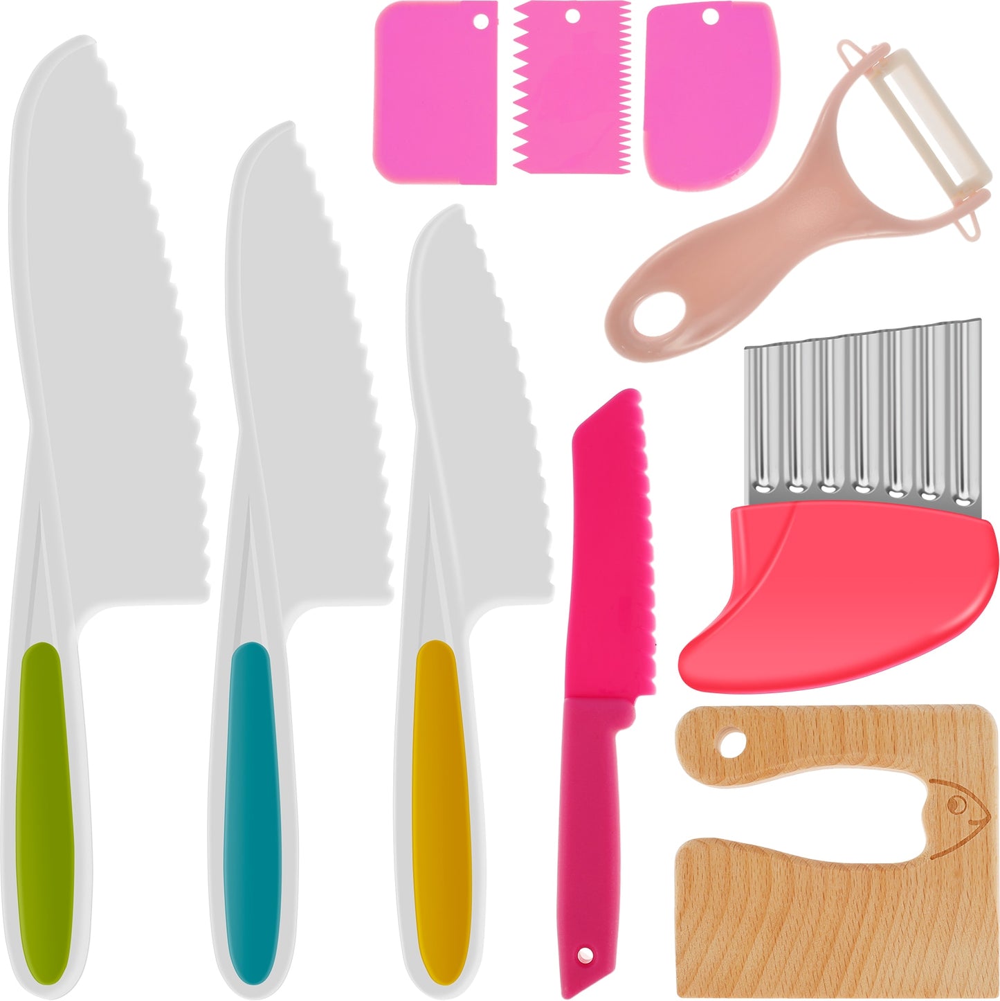 Kitchen Baking Knife Set Kids Cooking Cutter Children's Cooking Knives Serrated Edges Kids Knives to Cut Fruits Kitchen Supplies