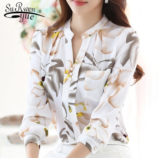 Ladies Slim Chiffon 2023 Office Work Wear Shirt Plus Sizes - DJVWellnessandPets