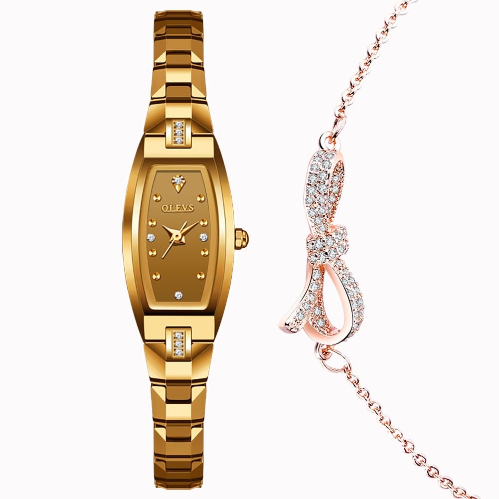 OLEVS Gold/Rose Waterproof Slim Thin Wrist Analog Diamond Quartz Ladies Wrist Watches Elegant