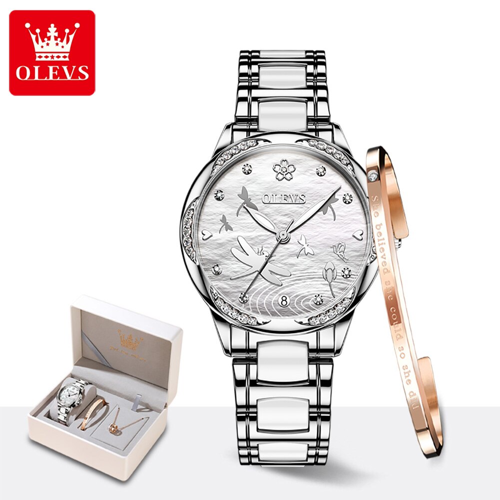 OLEVS Mechanical Elegant Ceramics Band Gift Fashion Watch