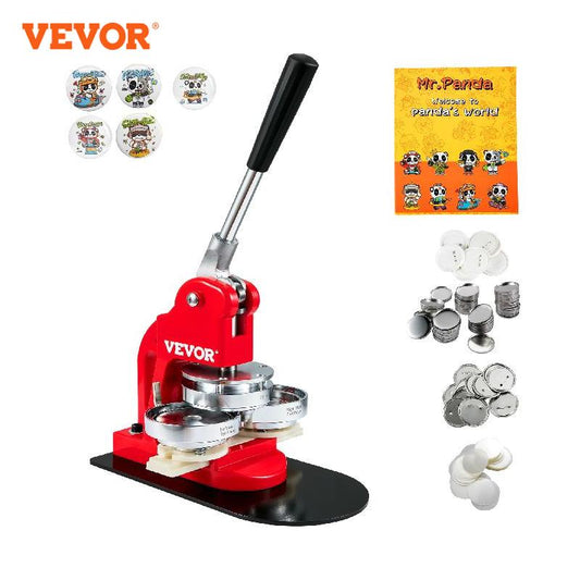 VEVOR 25/32/58/75MM Badge Maker Machine DIY Button Pin with 500Pcs Free Parts Press Kit Circle Manufacture Button Making Tool