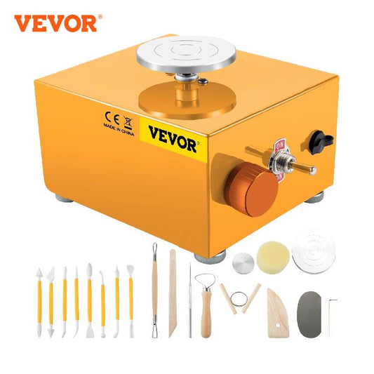 VEVOR 30W Mini Pottery Wheel Adjustable Speed Home DIY Clay Machine Electric Sculpting Kits w/ 3 Turntable Trays and 16Pcs Tools