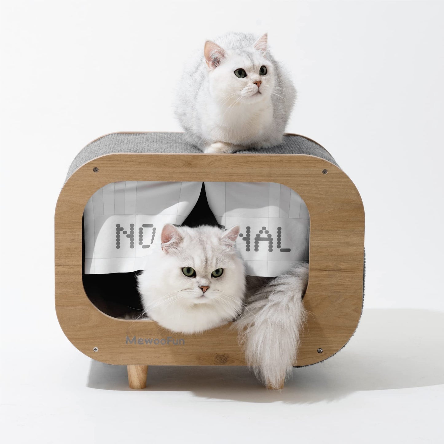 MewooFun Cat House Bed Cat Condo TV for Indoor Sturdy Luxury Large Wooden Fashion Cat Shelter Furniture with Scratching Pad