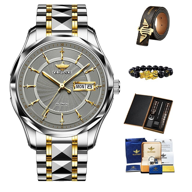 OUPINKE Automatic Luxury Brand Casual Business Sapphire Crystal Mirror Waterproof Mechanical WristWatch