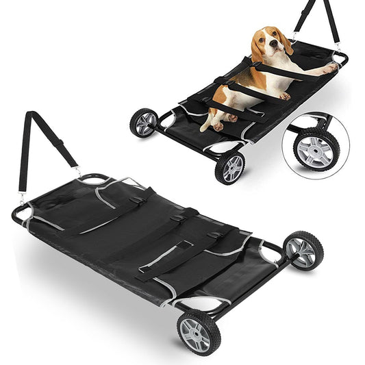 Carbon Steel Pet Stretcher Anti-bite Small Animal Rescue Trolley Large Pattern 4-wheel Emergency Stretcher - DJVWellnessandPets