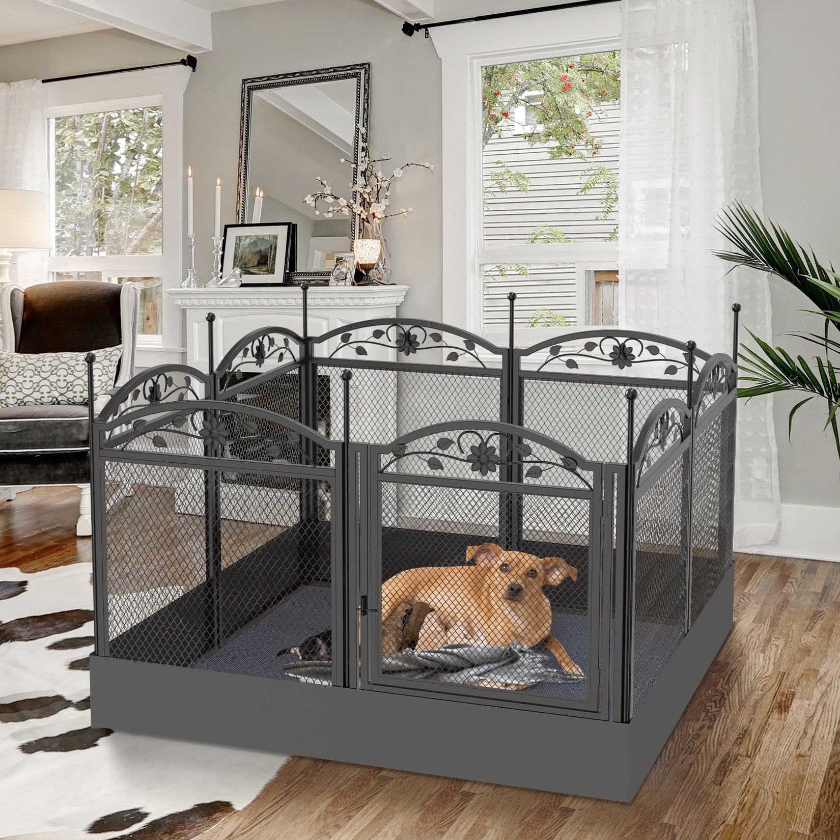 Dog Playpen Fence Detachable Play Pen Exercise Puppy Kennel Cage Dogs Supplies Dog Fences 8 Panels with Waterproof Fertility Pad - DJVWellnessandPets