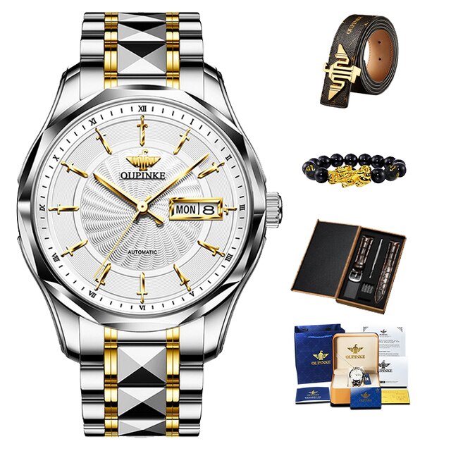 OUPINKE Automatic Luxury Brand Casual Business Sapphire Crystal Mirror Waterproof Mechanical WristWatch