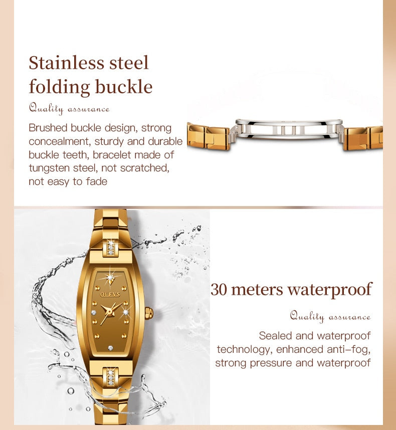 OLEVS Gold/Rose Waterproof Slim Thin Wrist Analog Diamond Quartz Ladies Wrist Watches Elegant