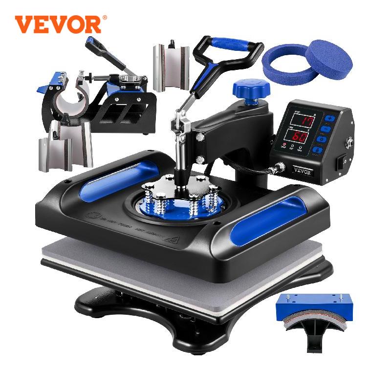 VEVOR 30*38CM 8 in 1 Combo Upgrade Heat Press Machine 360° Rotation Sublimation Printer Cap Shirt Mug Plate 2D Heat Transfer