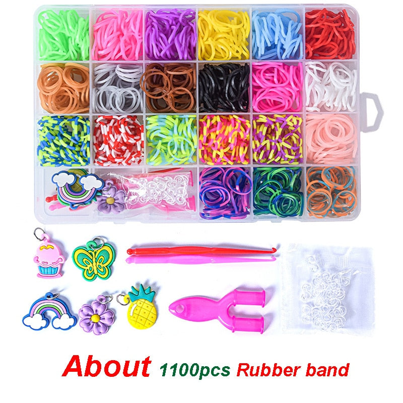 24 Grids Colorful Loom Bands Set Candy Color Bracelet Making Kit DIY Rubber Band Woven Bracelet Kit Girls Craft Toys Gifts