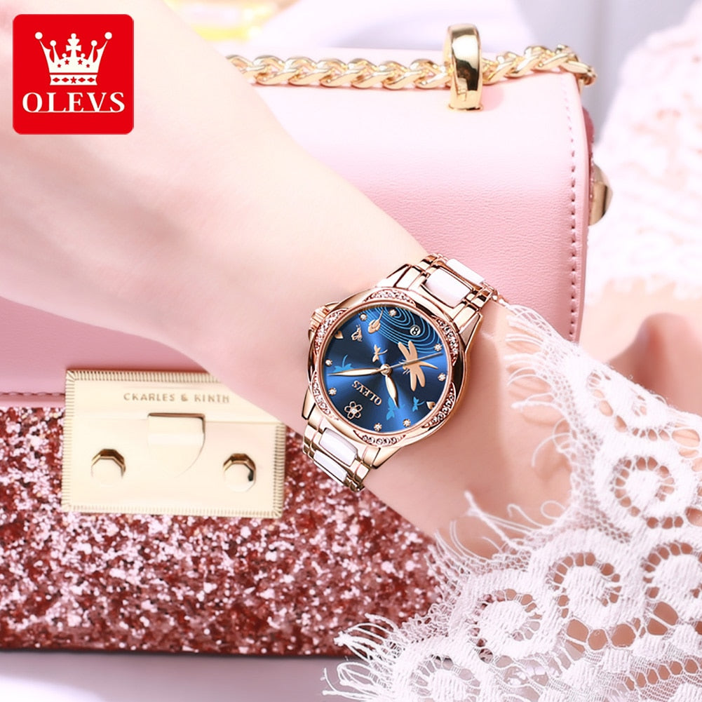 OLEVS Mechanical Elegant Ceramics Band Gift Fashion Watch