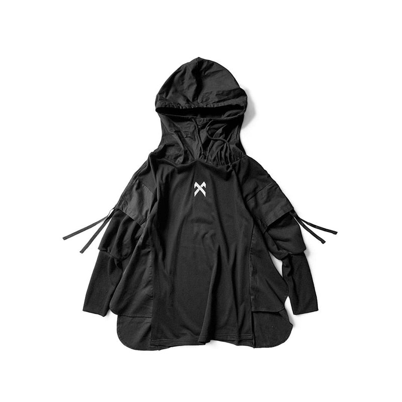 Black Japanese Streetwear Trench Coats Techwear Hoodie - DJVWellnessandPets